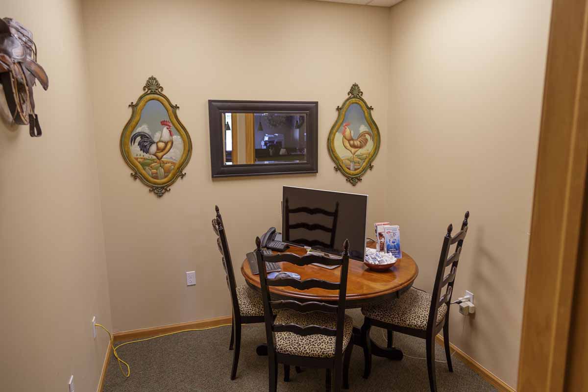Sala de consulta para padres y la dentista